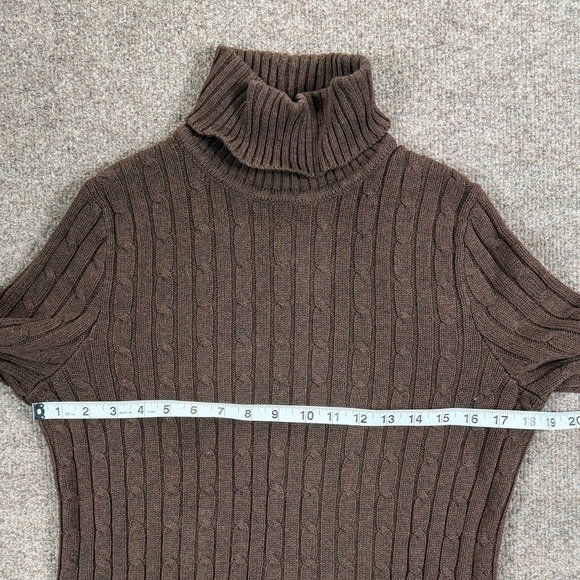 Vintage Jeanne Pierre Brown Cableknit Pullover Sweater Women’s S 100% Cotton 90s - Picture 10 of 11